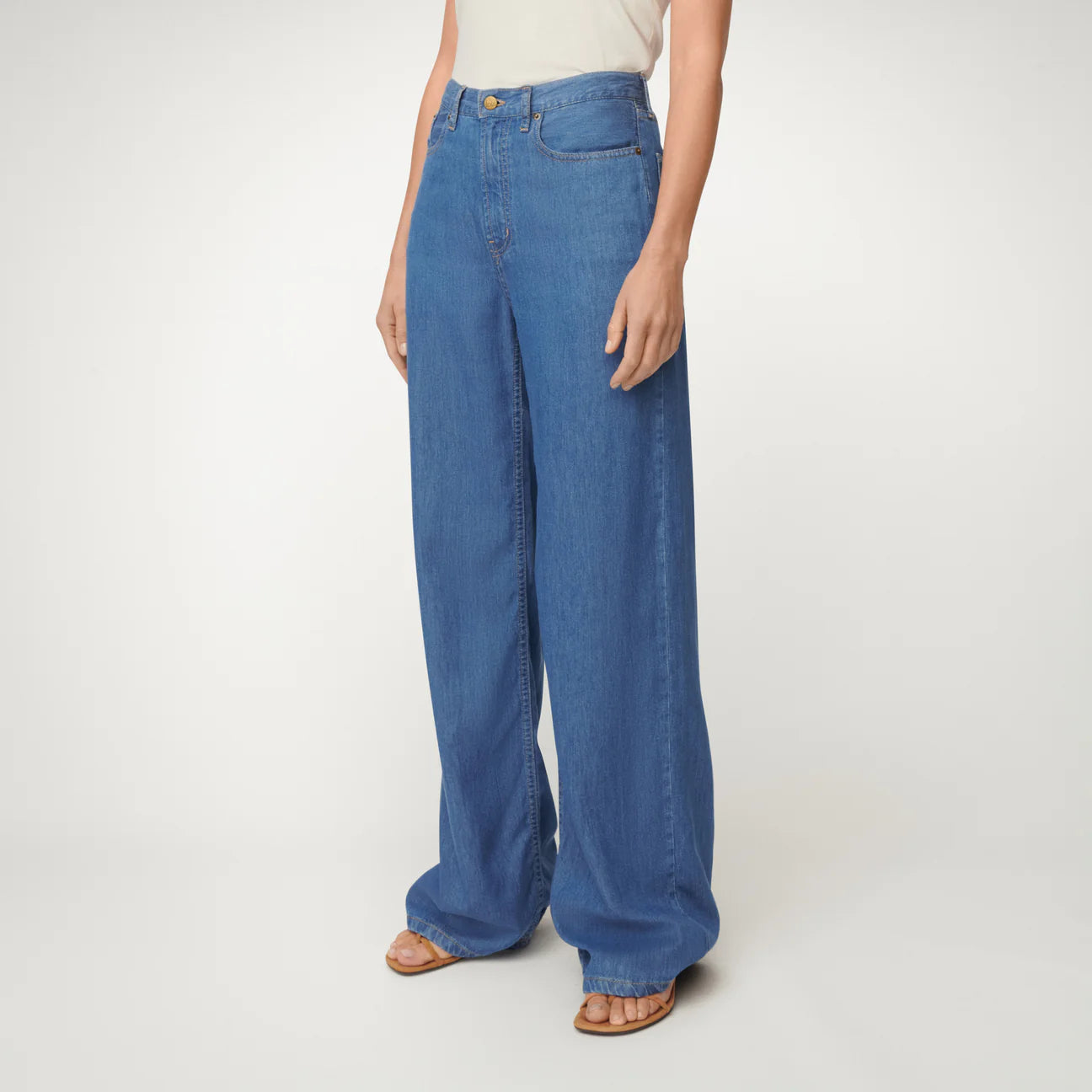 Jeans Skater Linen Loose Blue