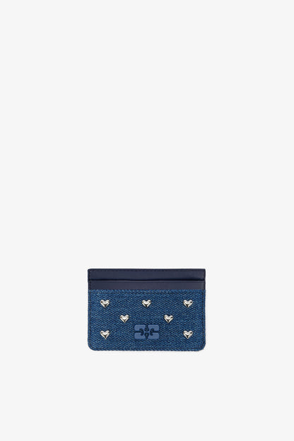 Cardholder Heart Studs Denim