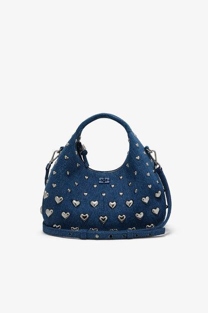 Bag Hobo Mini Heart Stud Denim