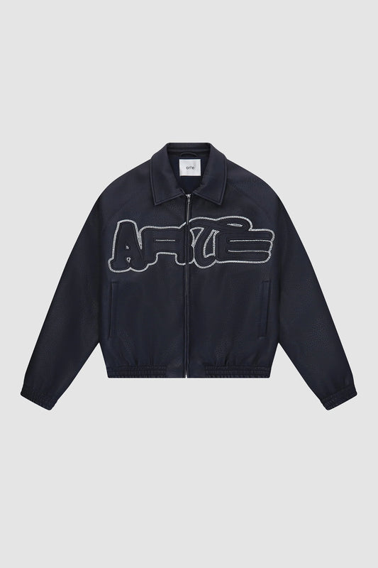 Jacket Big Logo Leather Navy