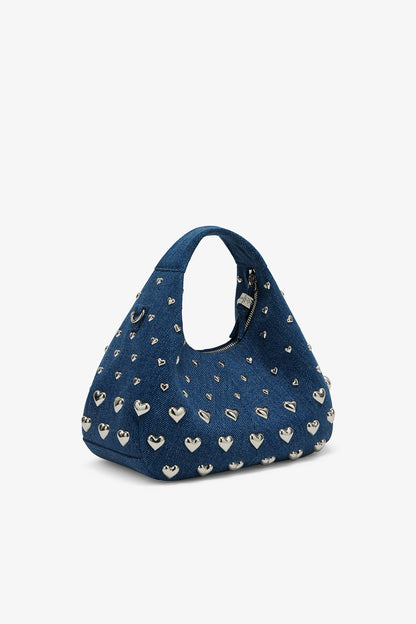 Bag Hobo Mini Heart Stud Denim