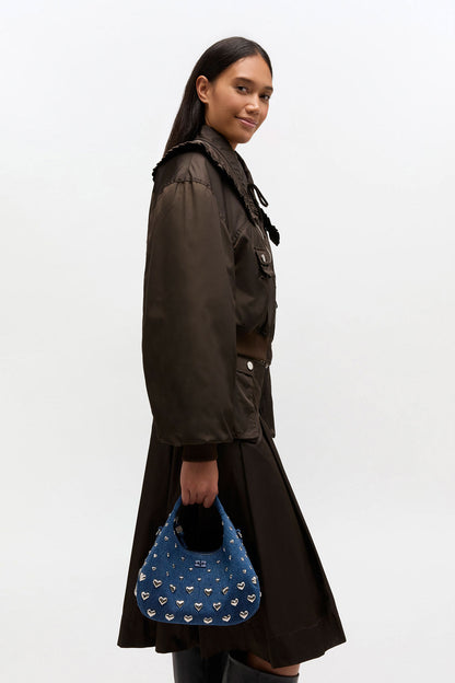Bag Hobo Mini Heart Stud Denim