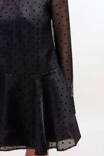 Dress Mini Flocked Organza Black