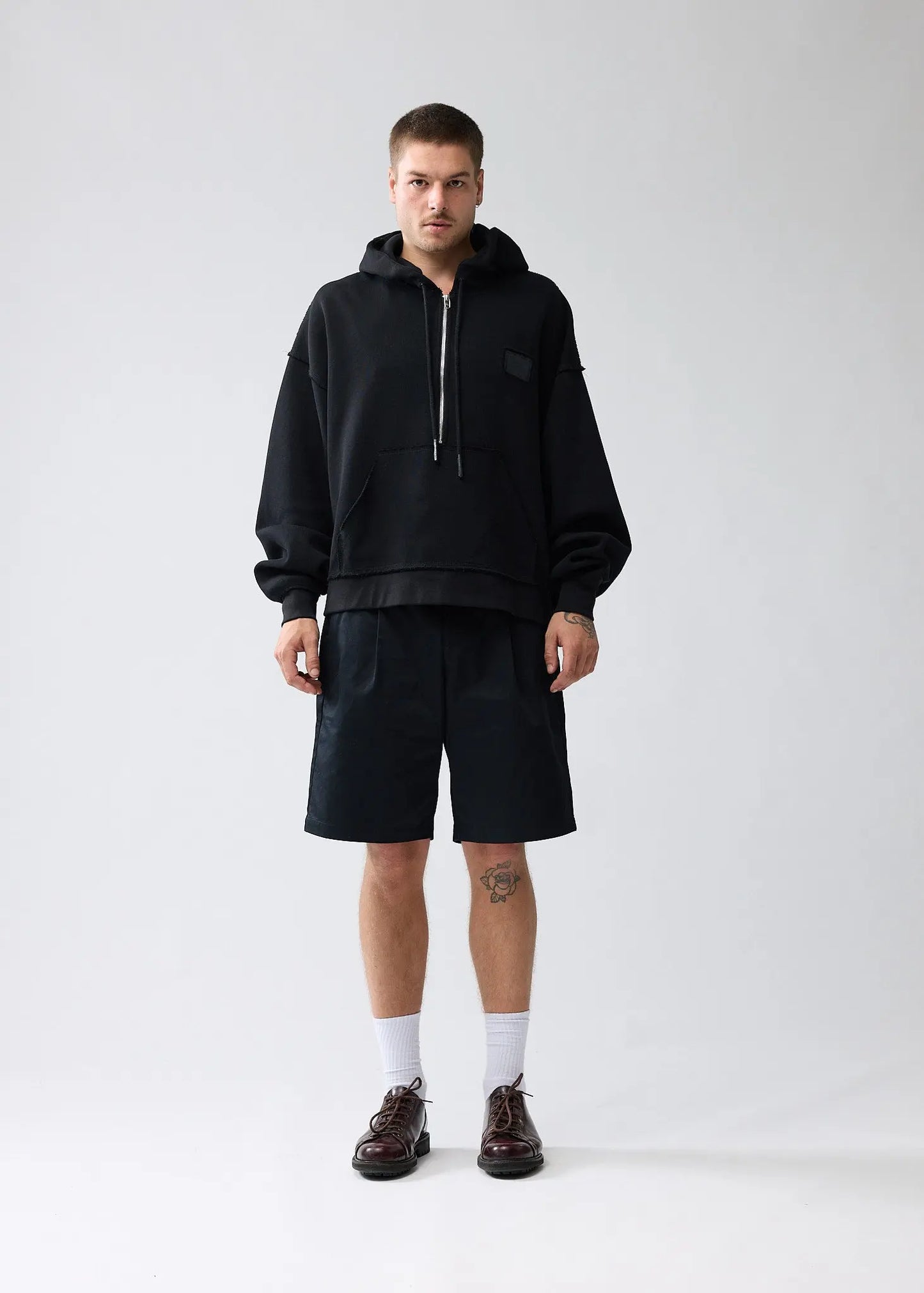 Hoodie Half Zip Black