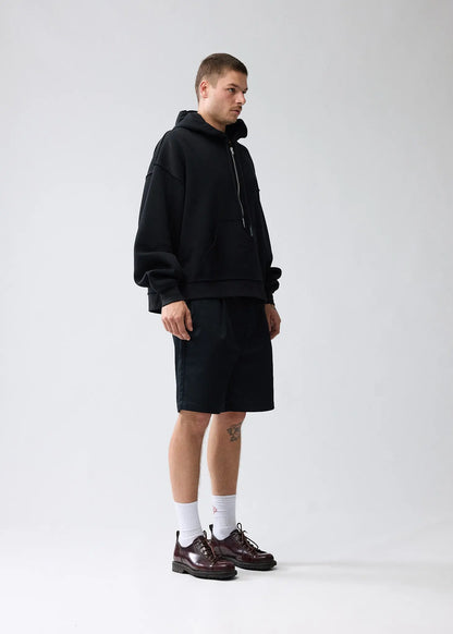 Hoodie Half Zip Black