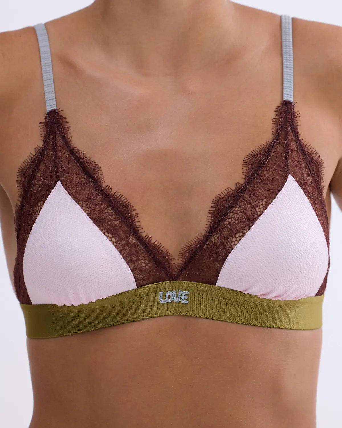 Bralette Love Lace Pink & Brown