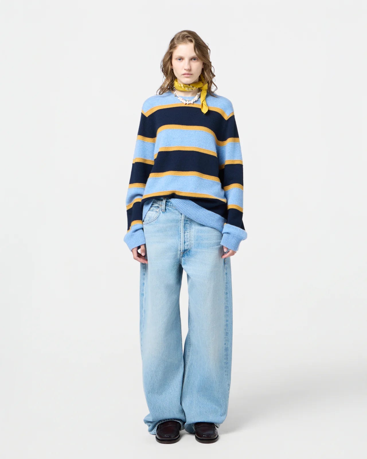 Sweater Stripe Crew Heather Blue
