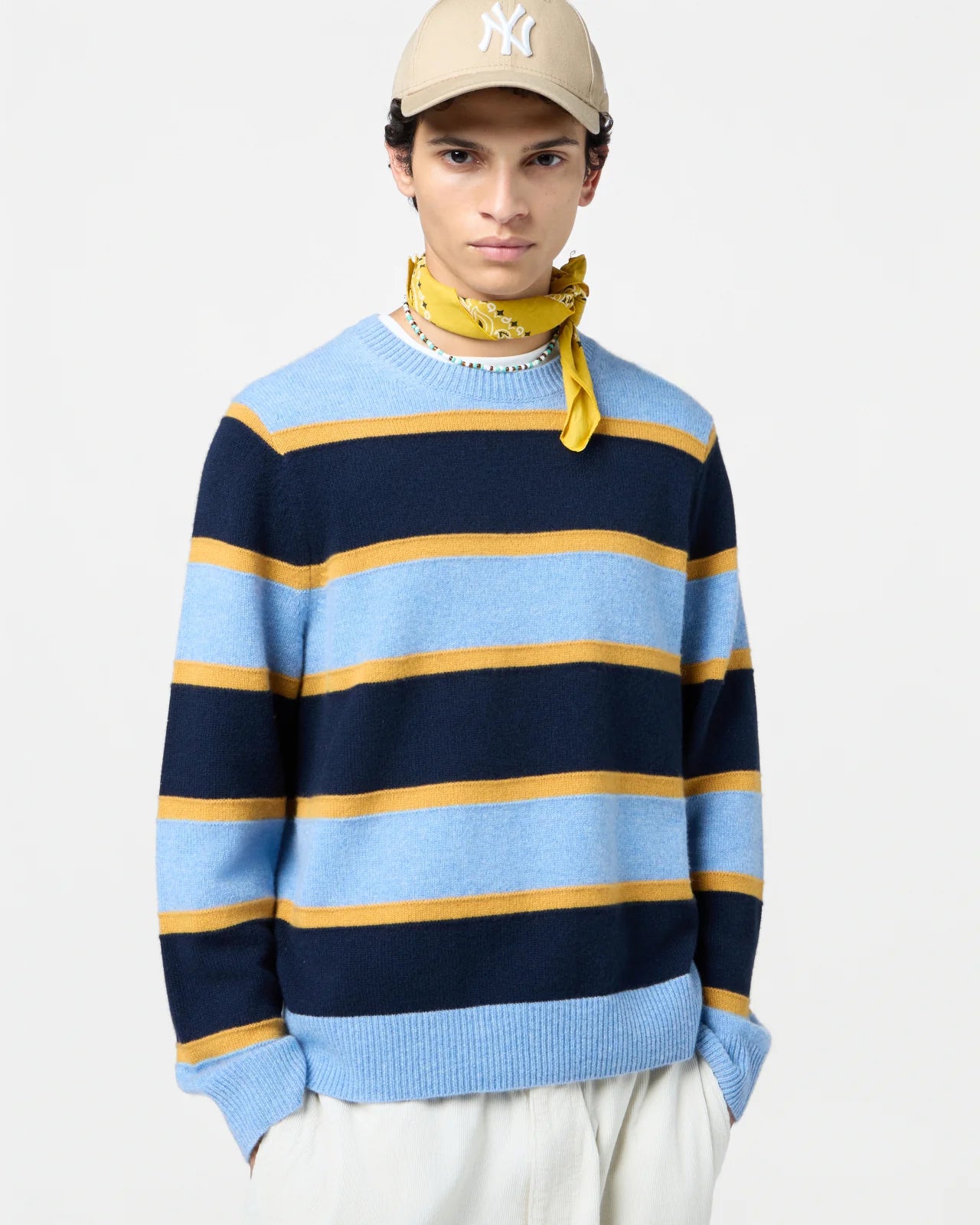 Sweater Stripe Crew Heather Blue