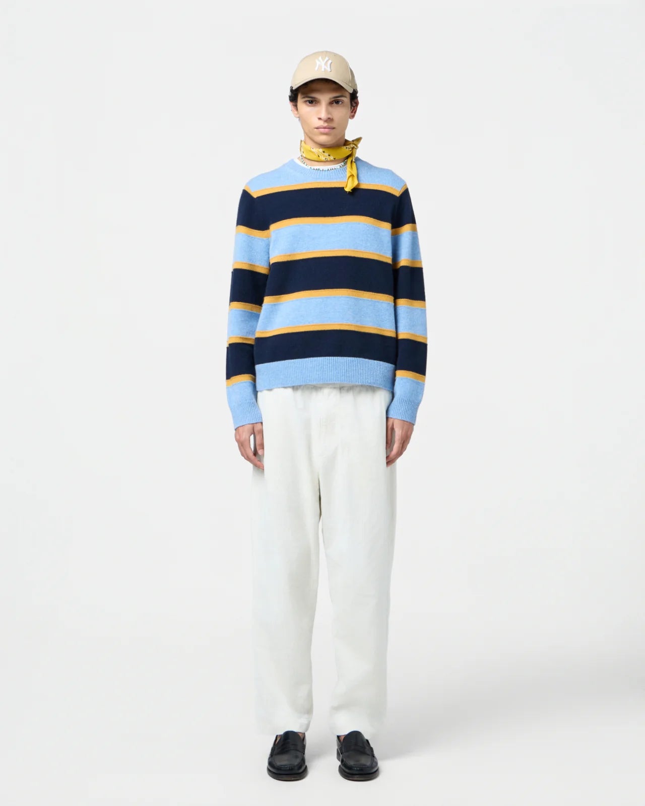 Sweater Stripe Crew Heather Blue