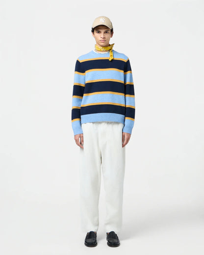 Sweater Stripe Crew Heather Blue