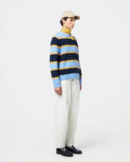 Sweater Stripe Crew Heather Blue