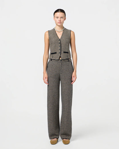Pants Houndstooth Tailored Black & Dune