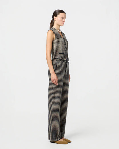 Pants Houndstooth Tailored Black & Dune