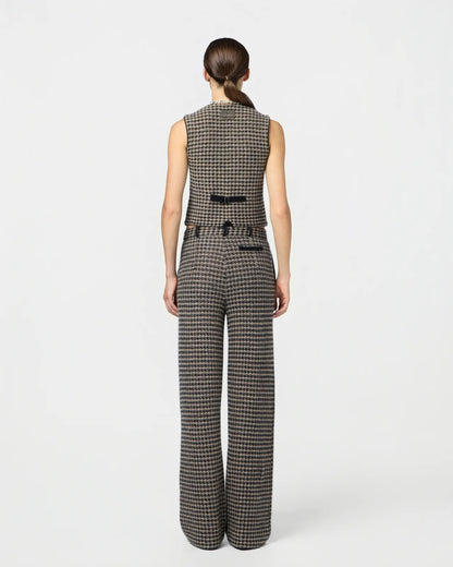 Vest Houndstooth Tailored Black & Dune