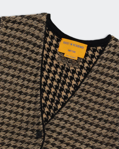 Vest Houndstooth Tailored Black & Dune