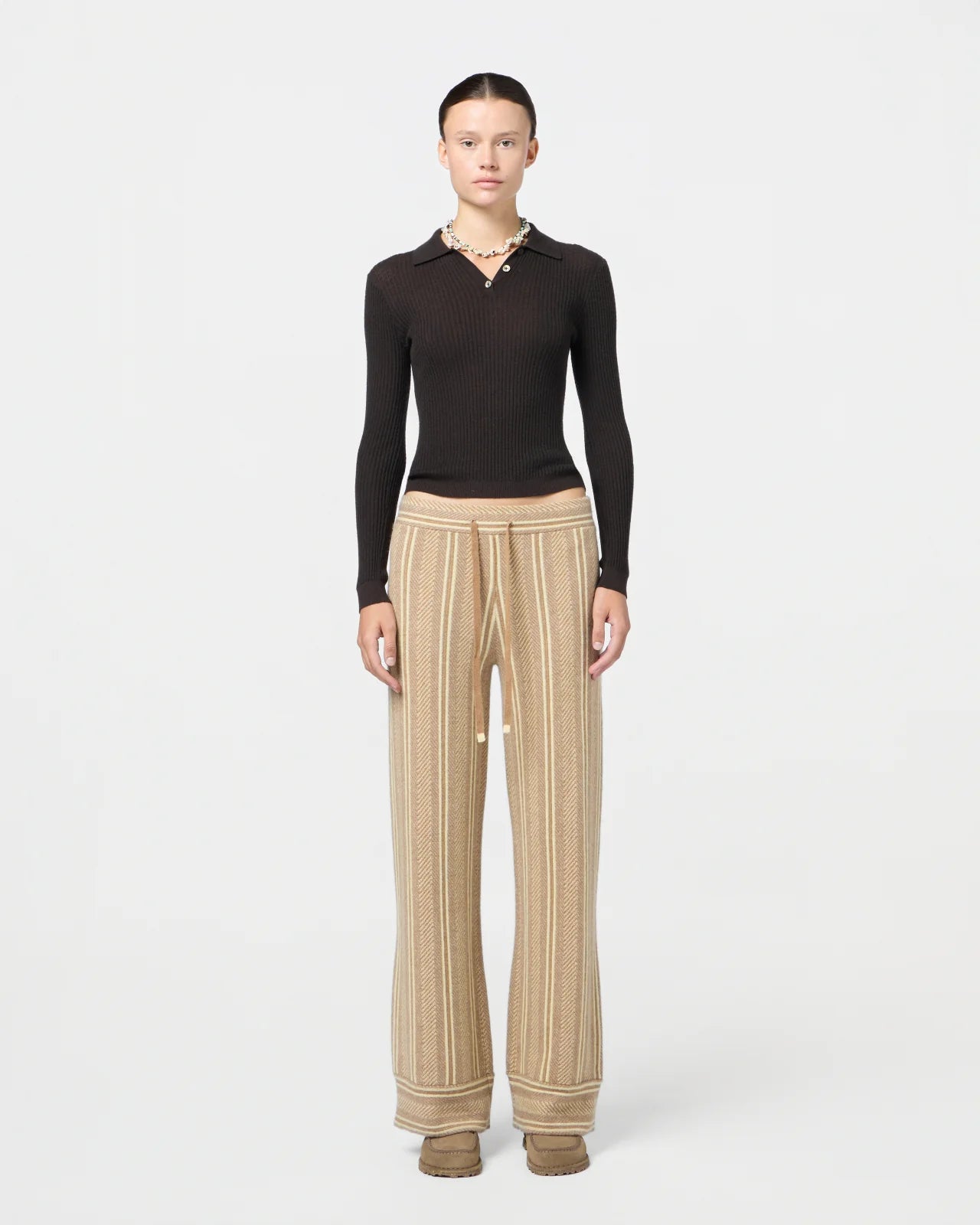 Pants Stripe Lounge Almond