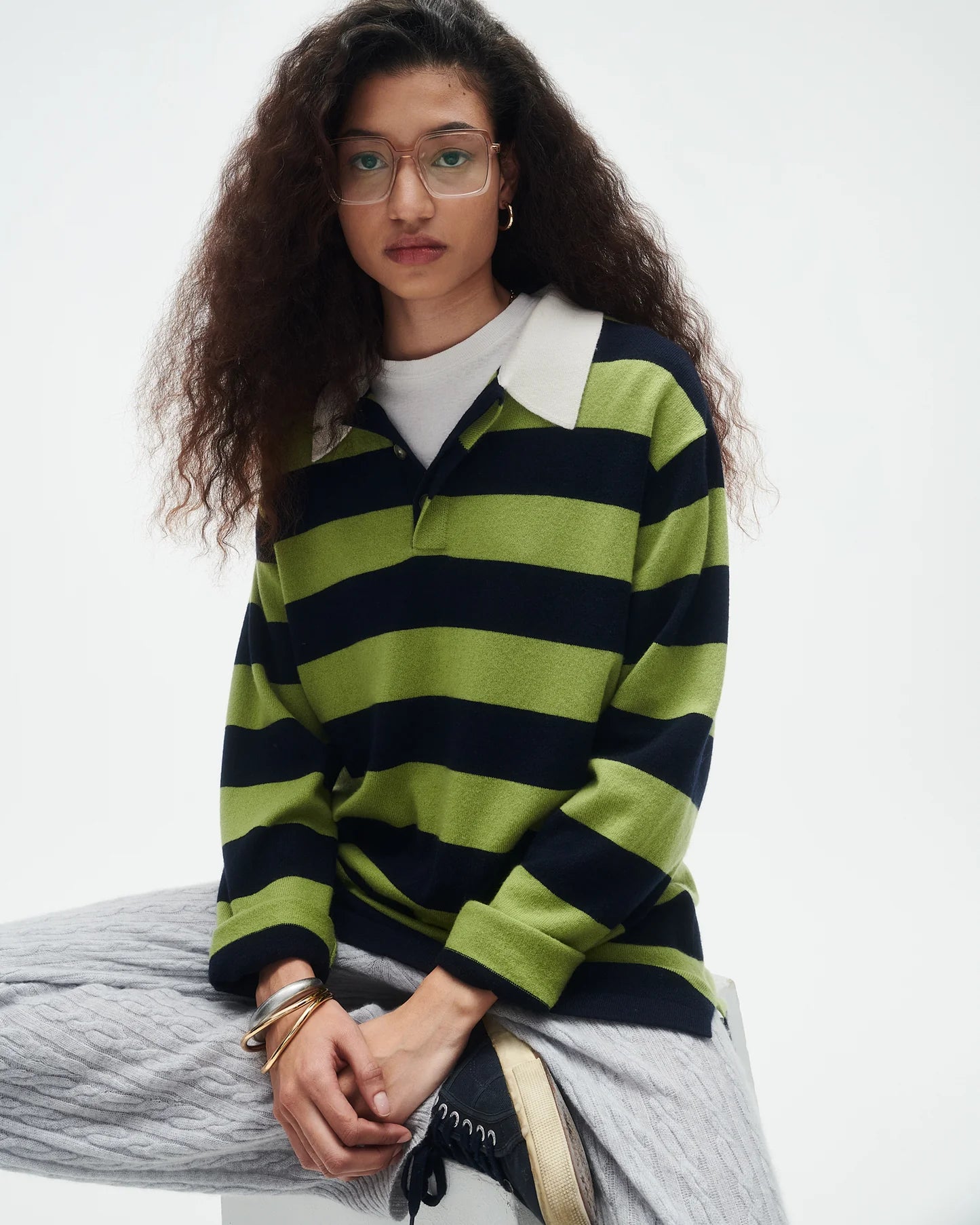 Sweater Striped Rugby Matcha/Midnight