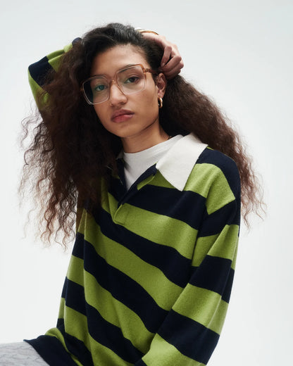 Sweater Striped Rugby Matcha/Midnight