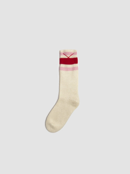 Cashmere Socks Three Stripes Red, Pink & White