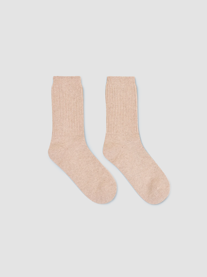 Socks 100% Cashmere Mid-High Beige