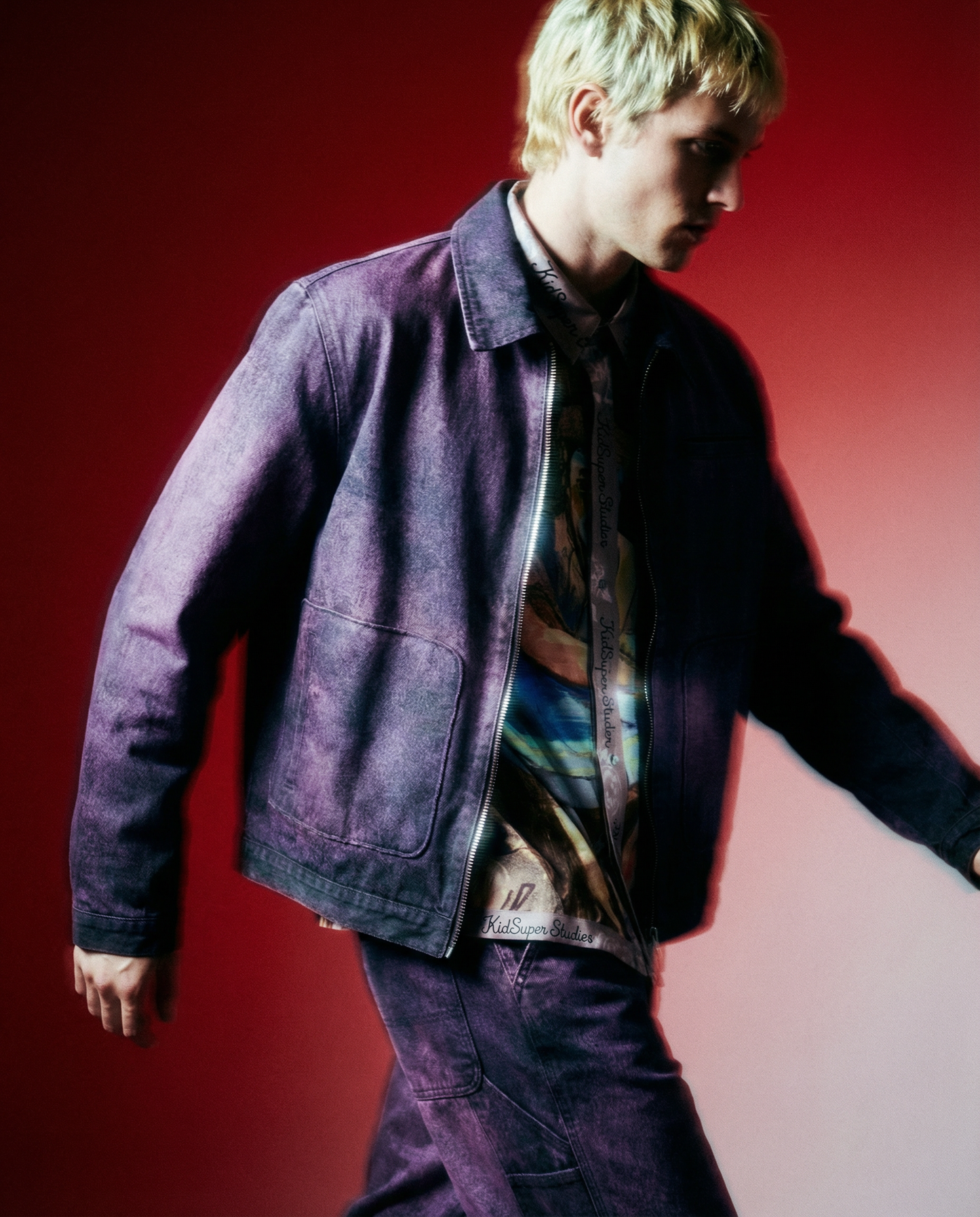 Jeans Printed Distressed Burnt Purple