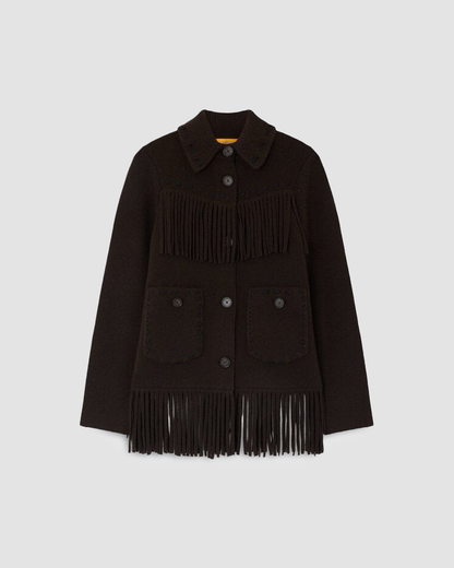 Jacket Western Fringe Burnt Cocoa