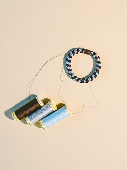 Hair Tie Stripe Brown & Seablue