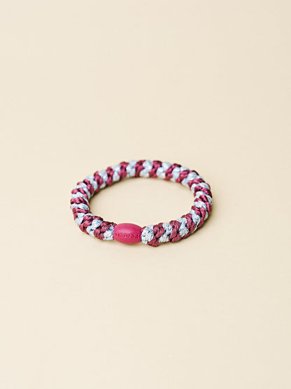 Hair Tie Glitter Stripe Rosewood & Seablue