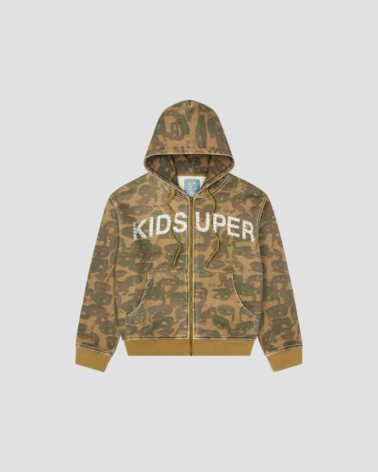 Hoodie Face Camo Green