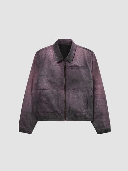 Jacket Printed Distressed Burnt Purple