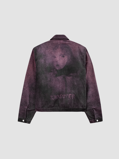Jacket Printed Distressed Burnt Purple