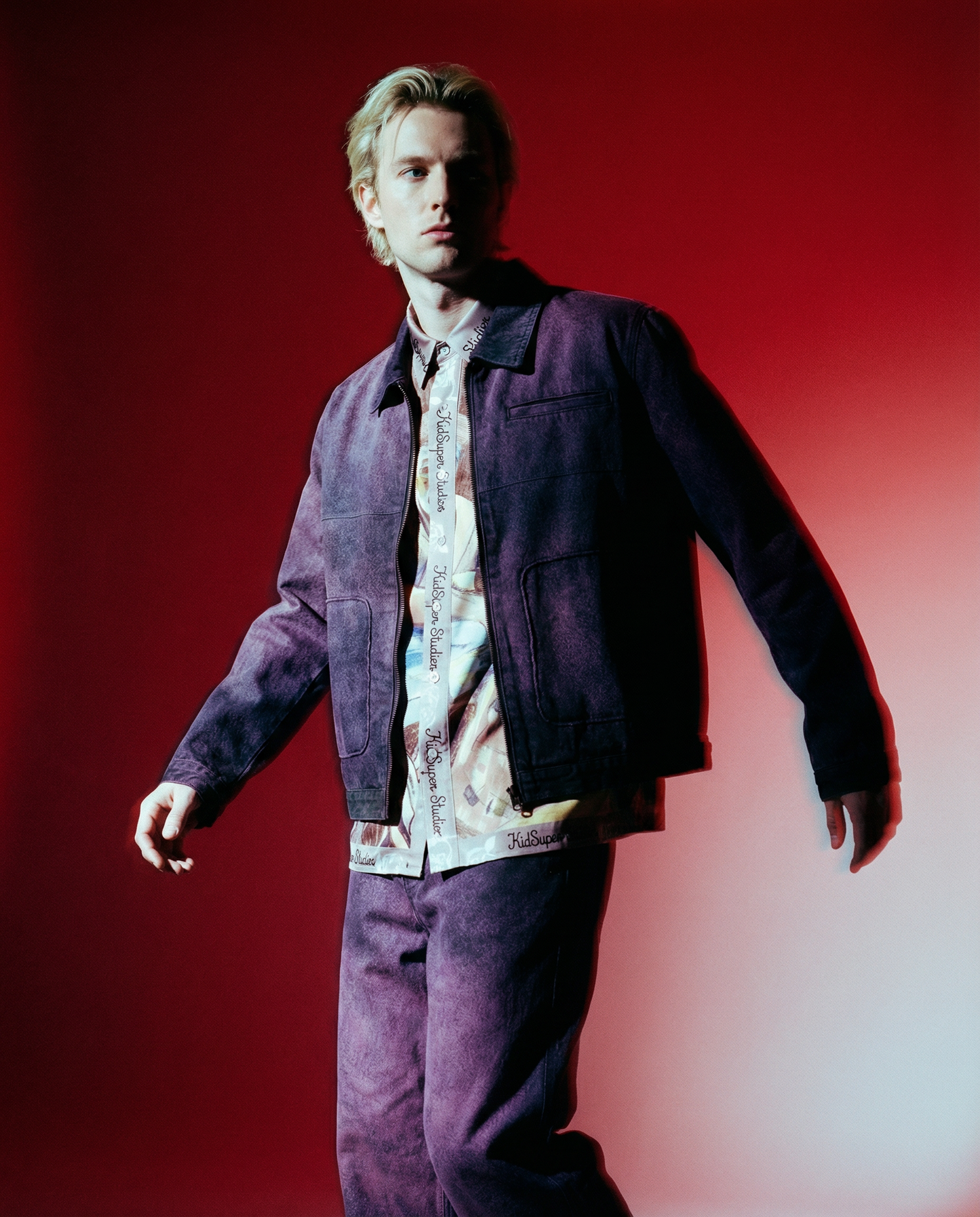 Jeans Printed Distressed Burnt Purple