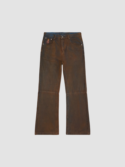 Jeans Flare Mud Washed Brown