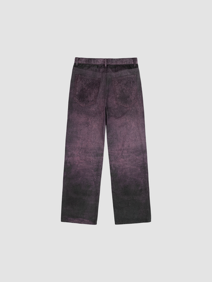 Jeans Printed Distressed Burnt Purple