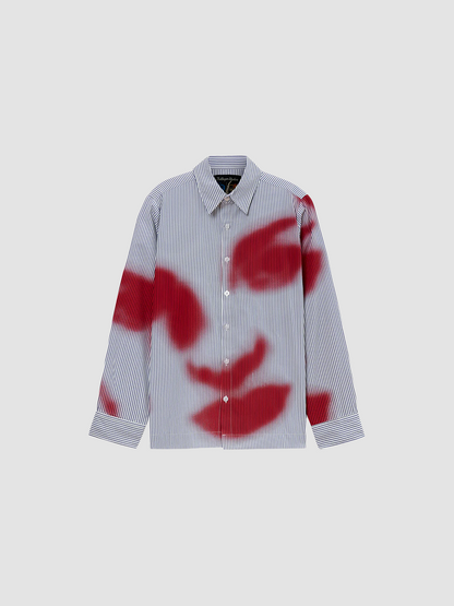 Shirt Blurry Face Striped Blue & Red