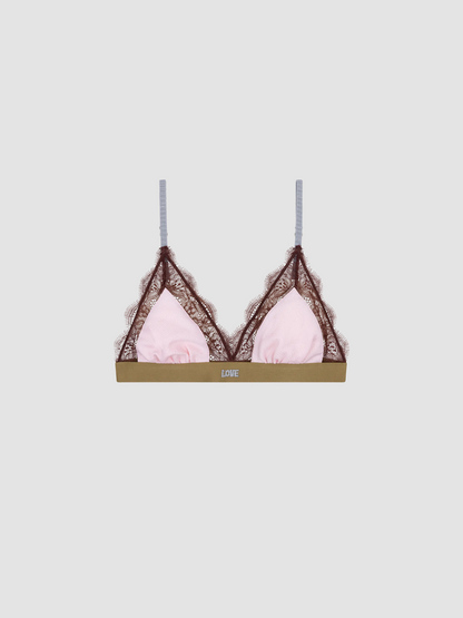Bralette Love Lace Pink & Brown