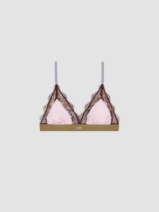 Bralette Love Lace Pink & Brown
