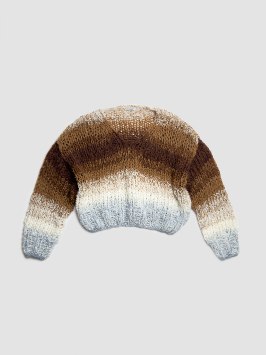 Sweater Alpaca V-Neck Blue-Brown