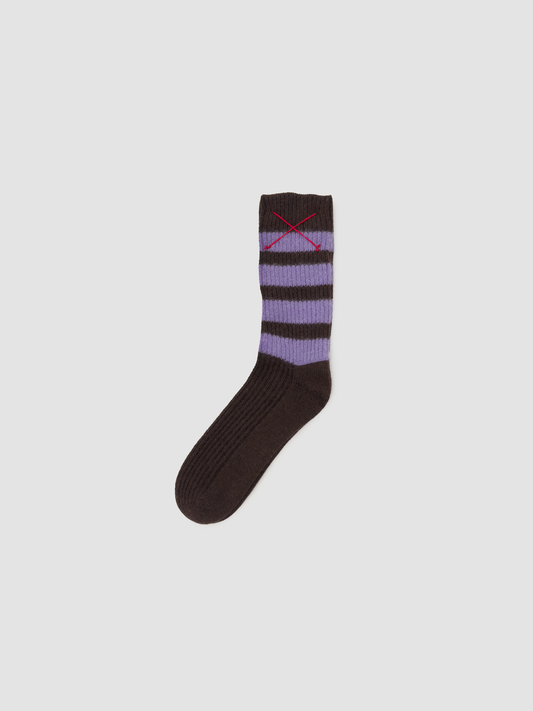 Cashmere Socks Stripes Lavender & Red