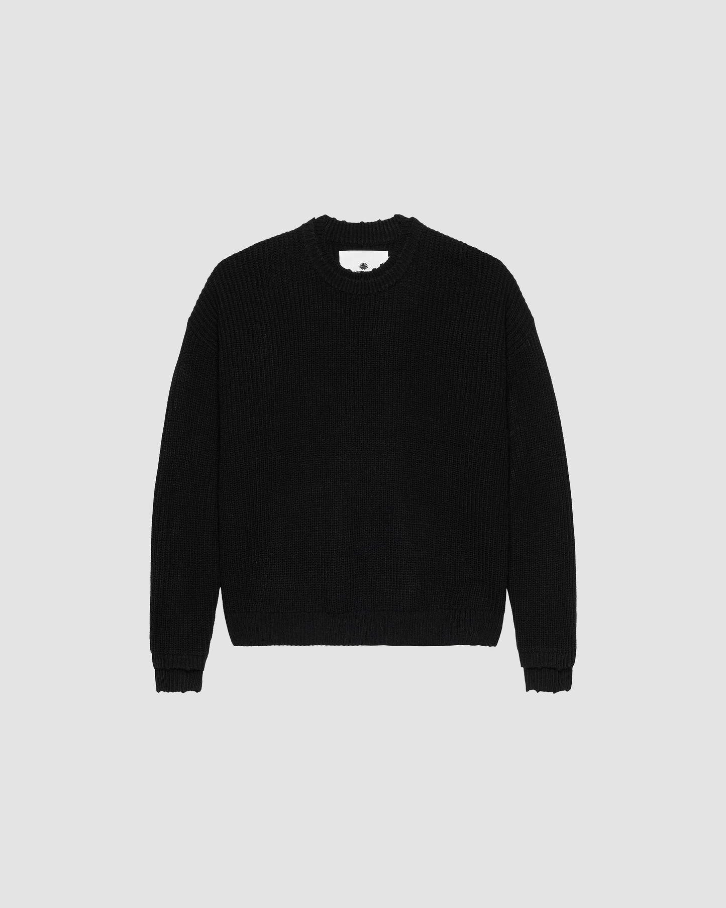 Sweater Logo Knit Raw Edge Black