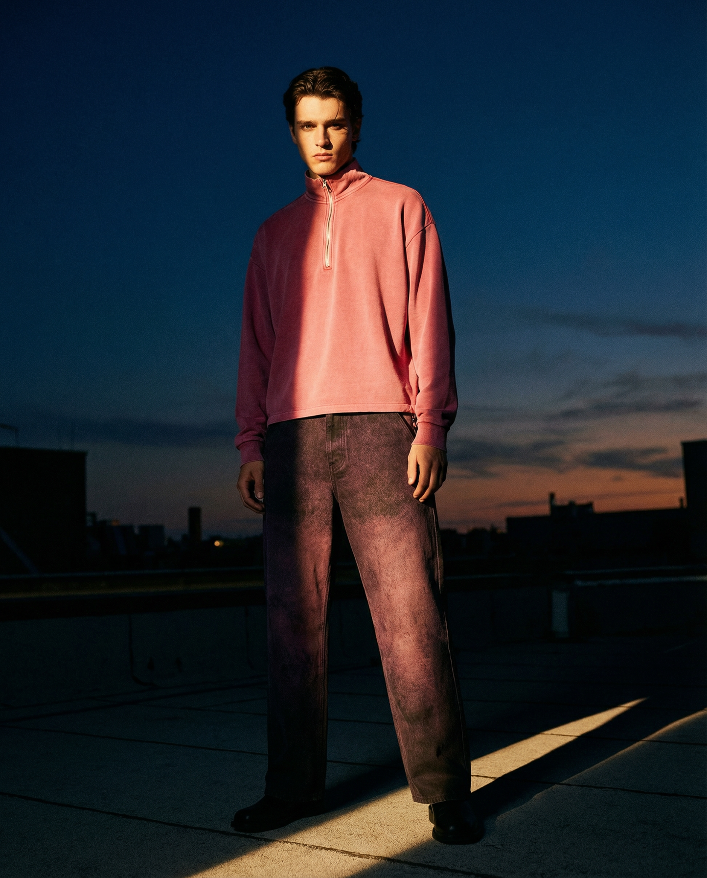 Jeans Printed Distressed Burnt Purple