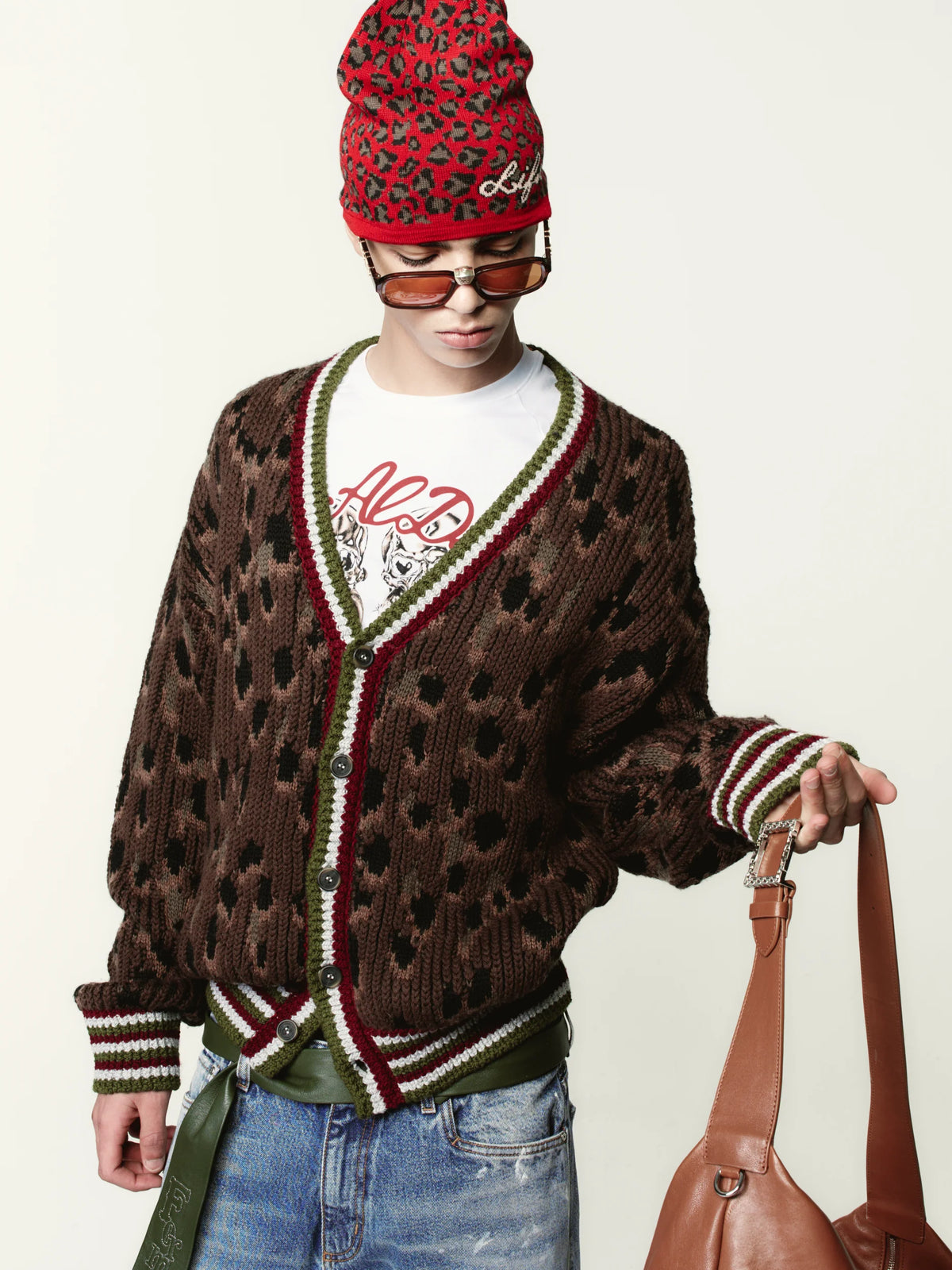 Cardigan Knit Leo Brown