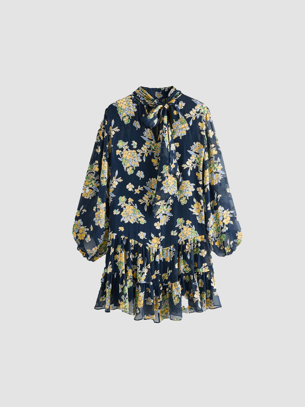 Dress Anaya Bouquet Devore Navy