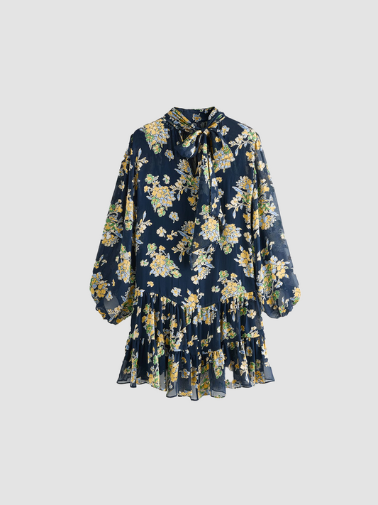 Dress Anaya Bouquet Devore Navy