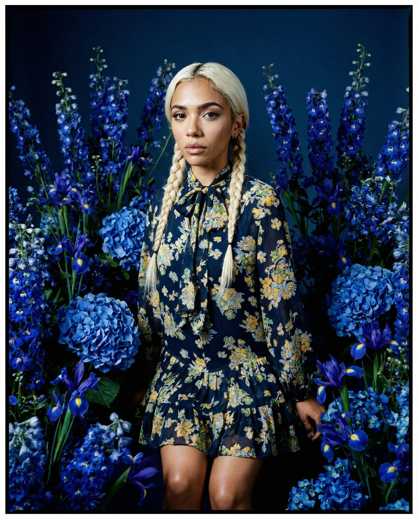 Dress Anaya Bouquet Devore Navy