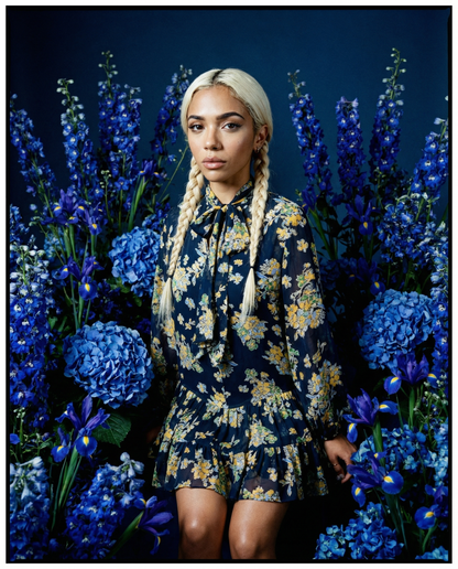 Dress Anaya Bouquet Devore Navy