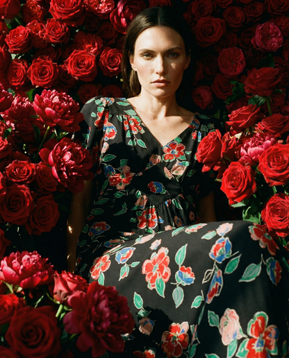 Dress Riella Floral Charcoal