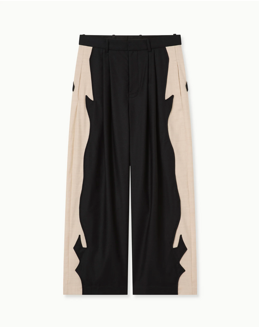 Trousers Panelled Wool Black