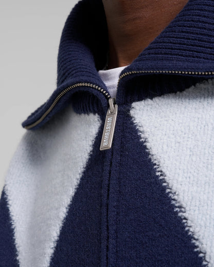 Sweater Yaman Knit Zip Blue