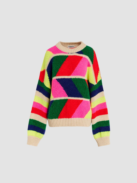 Sweater Gradation Geometric Multicolor